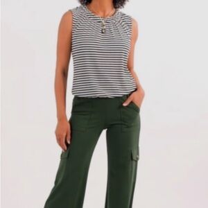 CAbi Striped Black and White Top